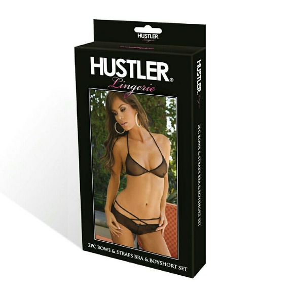 Hustler Lingeries Bow Strap Bra & BootyShort Set - Picture 3 of 3