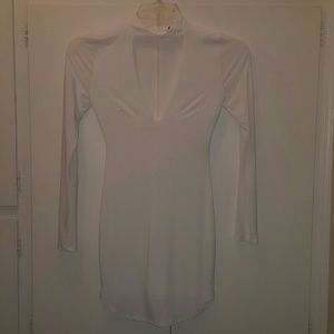 White halter neck dress