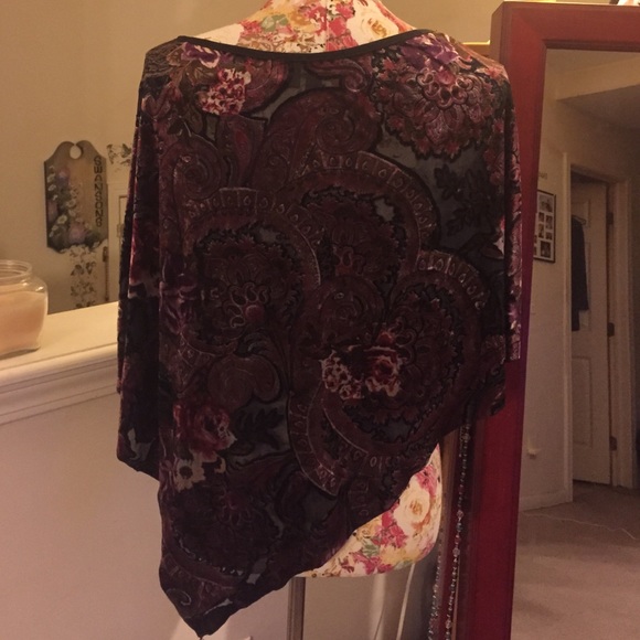 Beautiful multicolored velour poncho - Picture 4 of 4