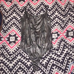 American Apparel Black Metallic body suit