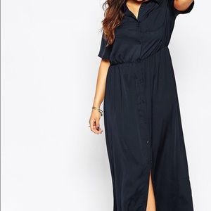 Button down blue maxi