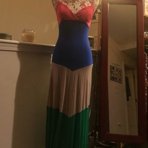 Maxi dress with great color blocking!