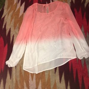 Pink and white see through top
