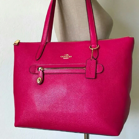 COACH Taylor Tote In Pink Pebble Leather