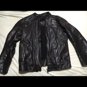 Dark brown Men's small leather Diesel jacket