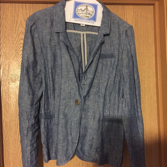 Blue Denim Look Linen Blazer, Size L
