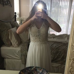 White Lace prom dress with jewels