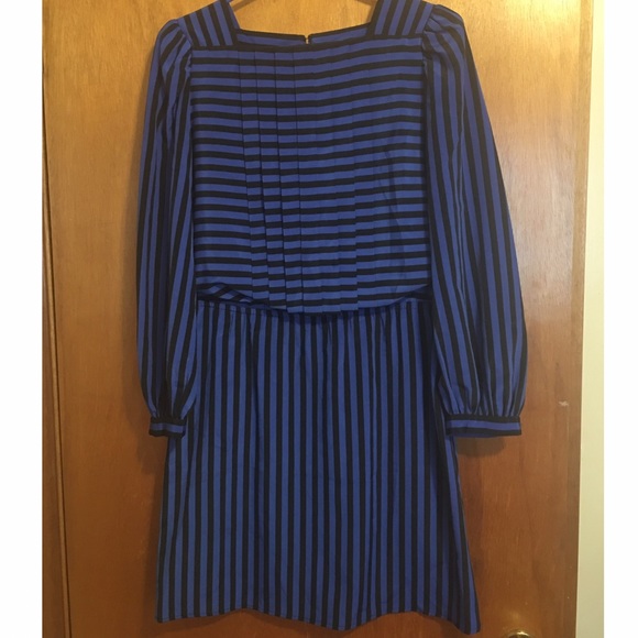 Vintage navy and black striped long sleeve dress