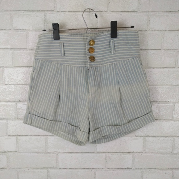 High Waist Distressed Denim Shorts