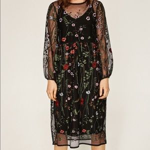 Zara embroidered fall dress