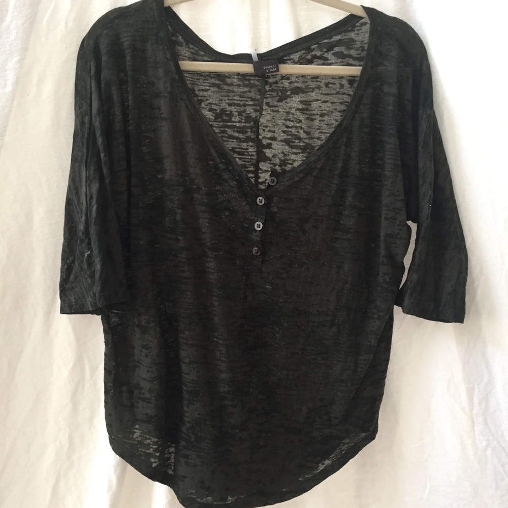 Olive green 3/4 length sleeve urban outfitters top