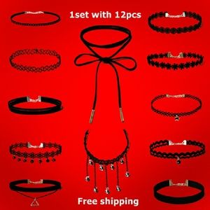 12pc choker lace velvet necklace set DX
