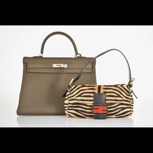 Fendi Leather and Ponyhair Baguette