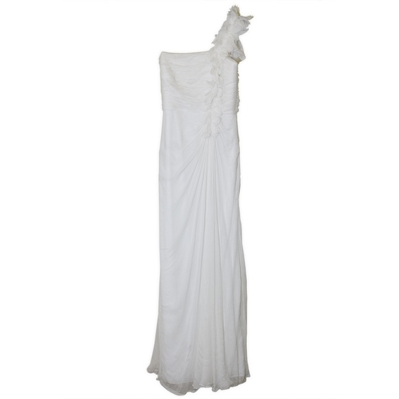 Tadashi Shoji Woman Ivory Chiffon Dress Gown 4