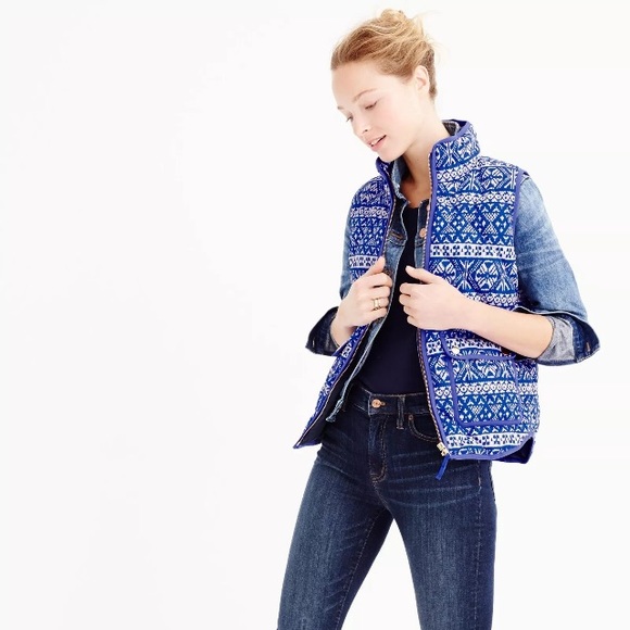 J.Crew Quilted Excursion Vest Fair Isle X Small - Picture 2 of 3