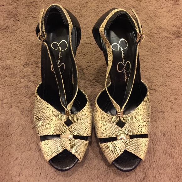 Jessica Simpson Heals Cream crocodile skin.