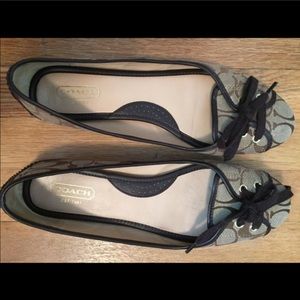 Flat ballet gently worn shoes.