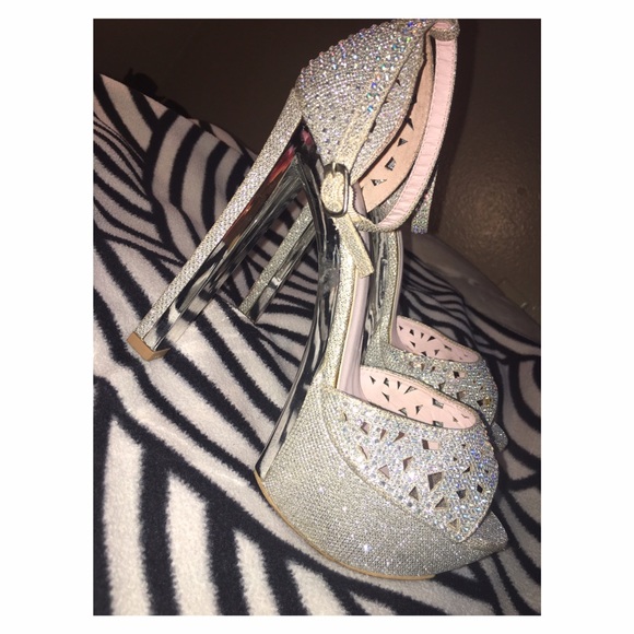 Dazzling silver platform heels