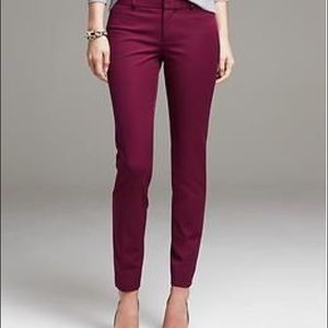 BUNDLE Burgundy Wine Skinny Dress Pants & Gold Top