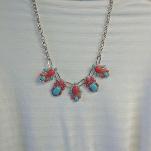 Ann Taylor coral and turquoise statement necklace