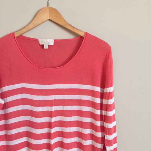 Olive & Oak Sweaters - Coral & White Striped Sweater *FINAL PRICE DROP*