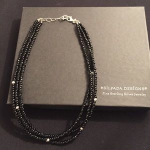 Silpada black bead & Sterling Silver bead necklace