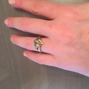 10k gold double heart ring with diamonds