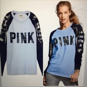 NWT pink Victoria secret bling raglan tee