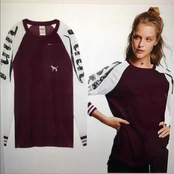 NWT pink Victoria secret bling raglan tee