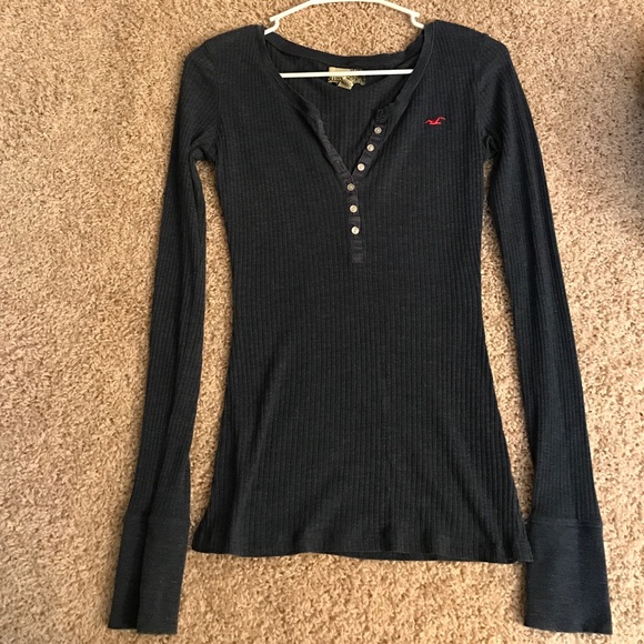 Hollister Navy Blue Ribbed Thermal