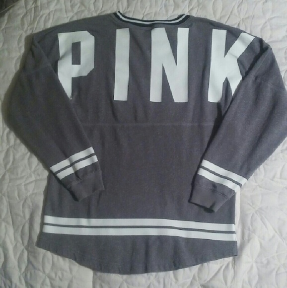 Vs PINK gray varsity crew size S