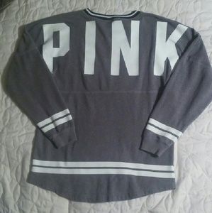 Vs PINK gray varsity crew size S