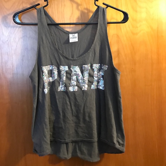 PINK Sequined Crop Tank