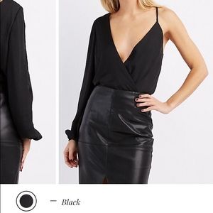 Asymmetrical Surplice Bodysuit