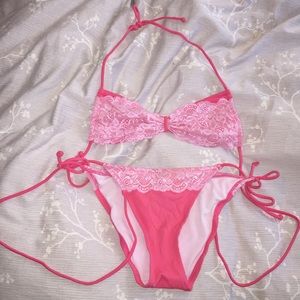 Pink lace bikini from Victoria's Secret