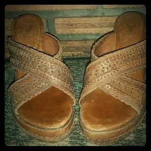 Reduced!! Frye Leather brown platform wedges  Sz 8