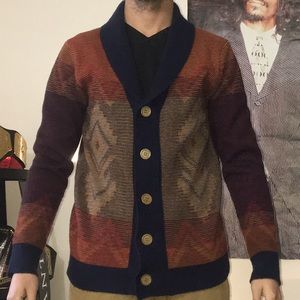 SOUTHWESTERN-PATTERNED SHAWL COLLAR CARDIGAN