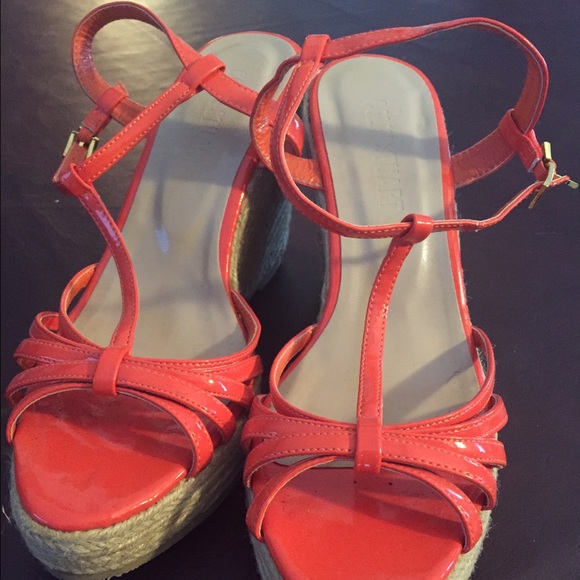 Patent leather orange espadrilles, 8.5b