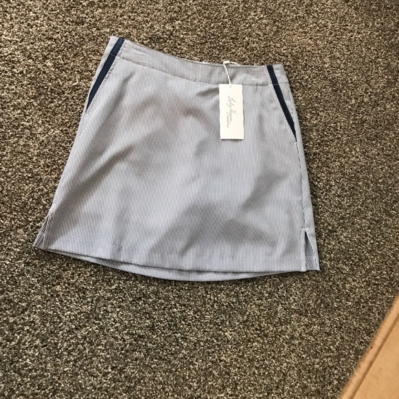 White and blue pin striped golf skirt