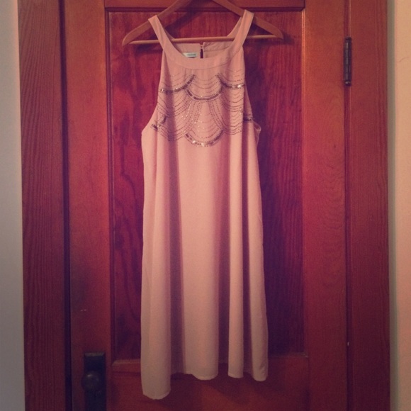 NWT!! Pretty pink blush dress with beaded neck.