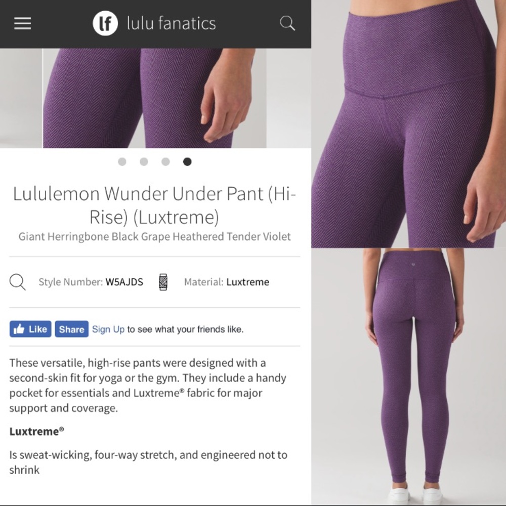 🍇NWT🍇Lululemon Herringbone Wunder Under Leggings - Picture 5 of 5