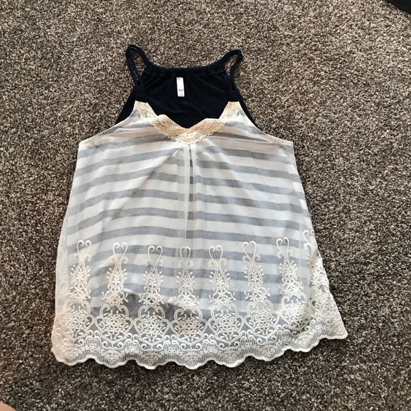 Navy and lace tank
