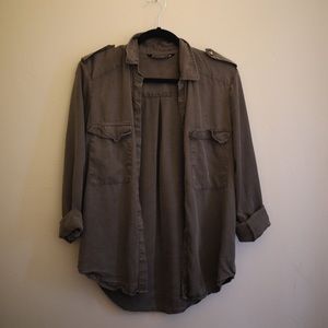 Olive Army Green Zara Button Down Up Pocket Shirt Olive Army Green Zara Button Down Up Pocket Shirt