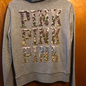 PINK Sequin Zip Up Hoodie