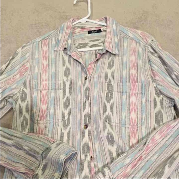 BDG Aztec Print Button Down