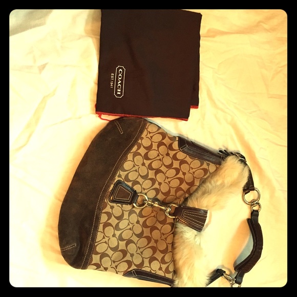 Signature Shearling Fur Large Hobo Bag