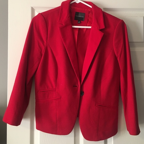 Red The Limited Blazer with Black Polka Dots