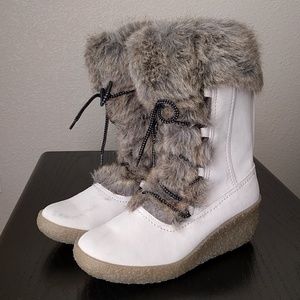 Report leather and faux fur boots, new, 10