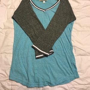 Size L baby blue and grey mid sleeve t shirt