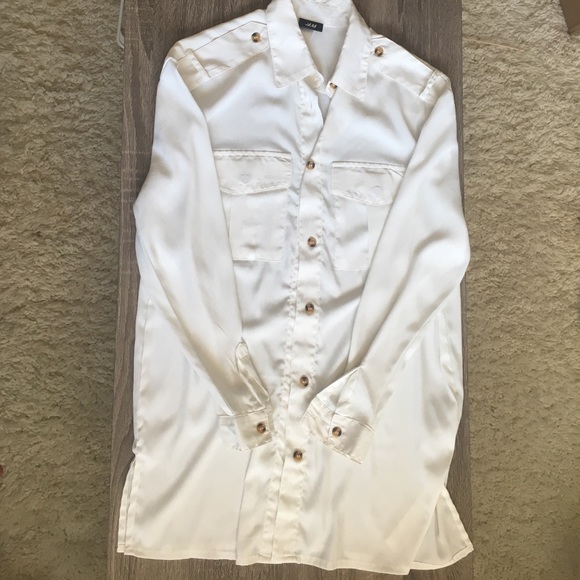 Long White Button Up Tunic